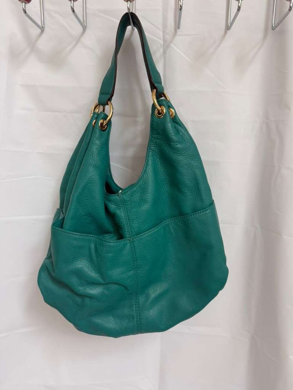 Michael Kors Emerald Green Leather Hobo with Gold Hardware - Picture 6 of 6